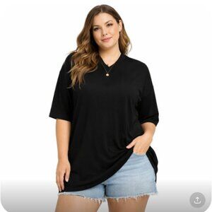 Sun Tees Women's 2XL Black 100% Cotton Short Sleeve Long Length